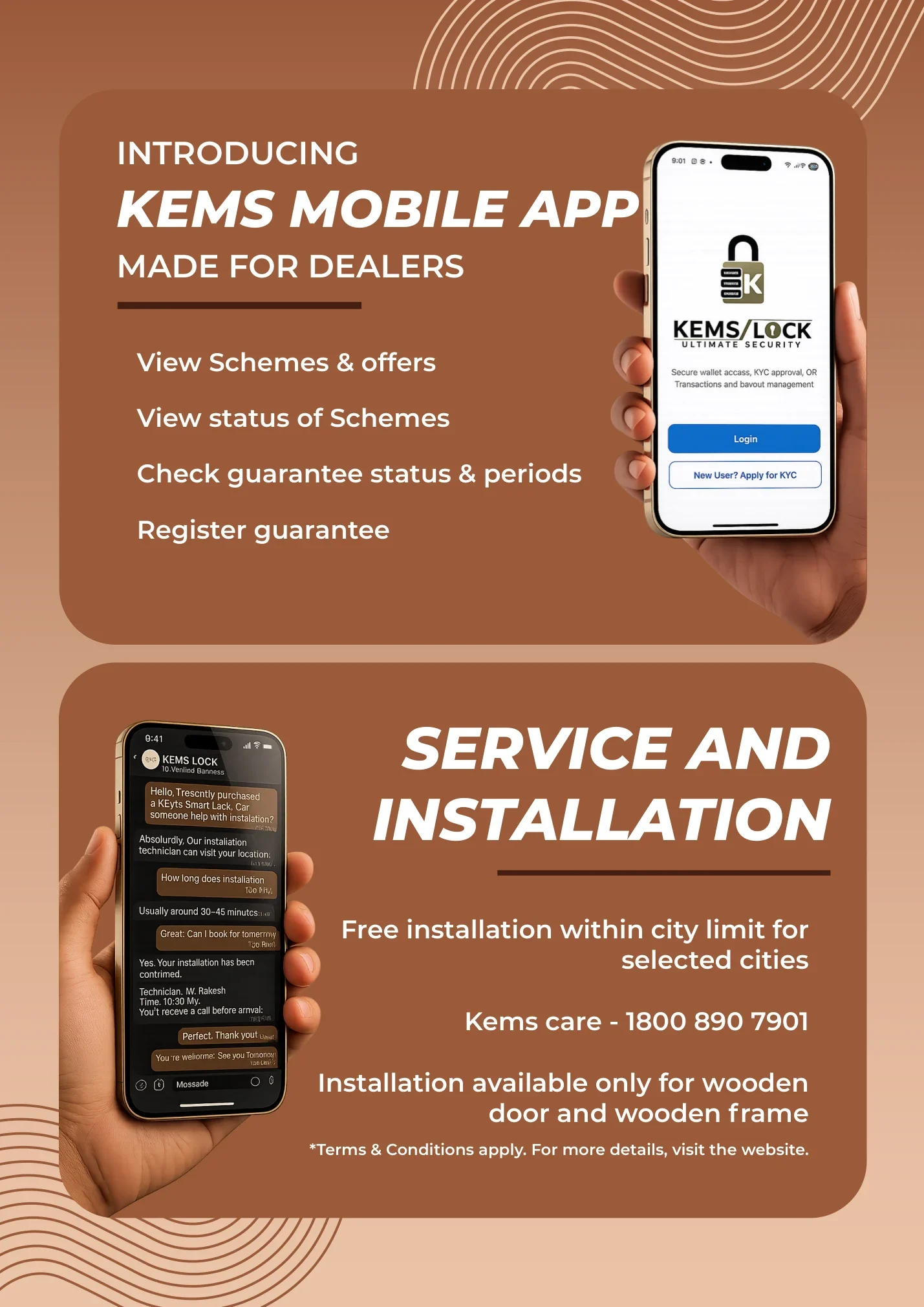 KEMS dealer mobile app and installation service