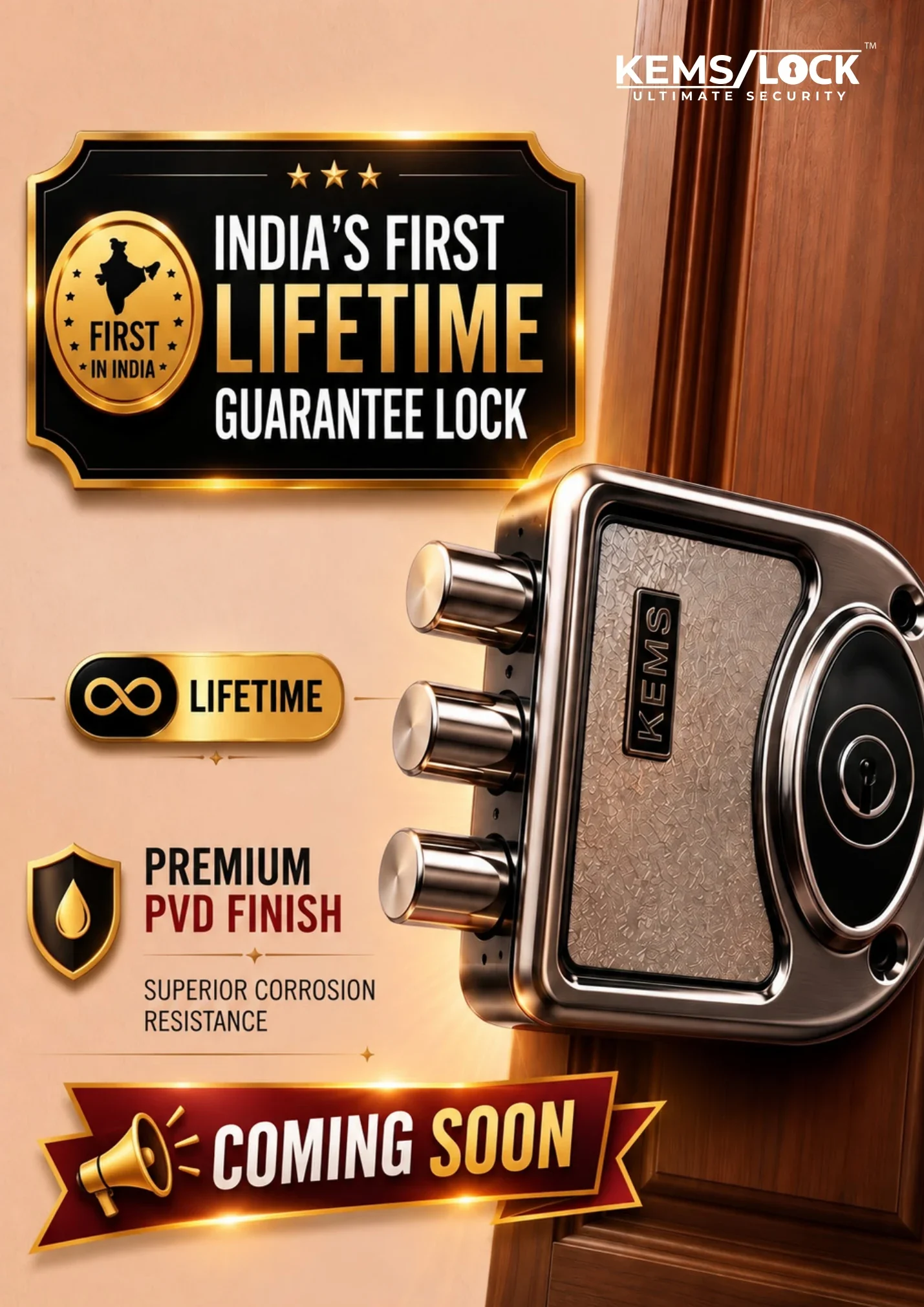 KEMS lifetime guarantee lock coming soon